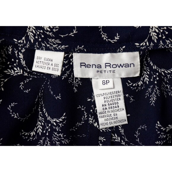 1990s Navy Midi Skirt Size Small 90s Button Front Skirt Vine Bouquet Print - Picture 8 of 9